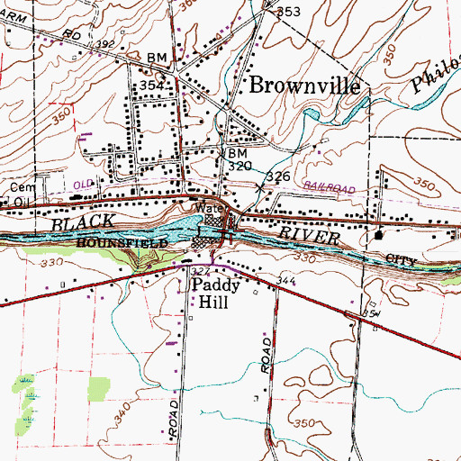 Topographic Map of Black River Bridge, NY