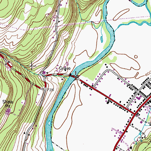 Topographic Map of Bridge Street Bridge, NY