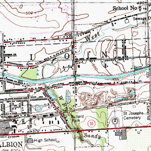 Topographic Map of Brown Street Bridge, NY