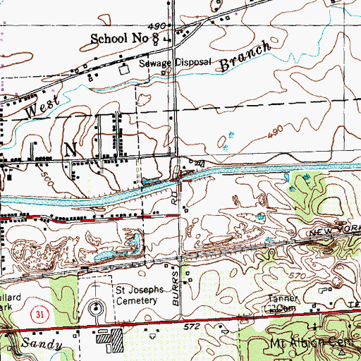 Topographic Map of Butts Road Bridge, NY