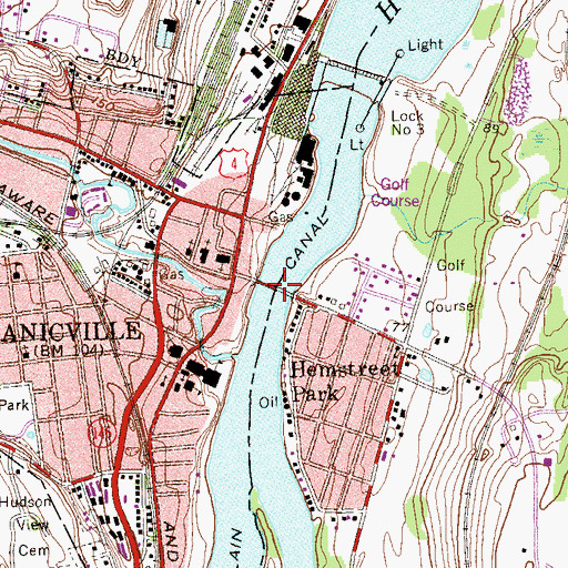 Topographic Map of Champlain Canal Bridge, NY
