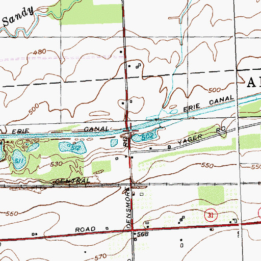 Topographic Map of Densmore Road Bridge, NY
