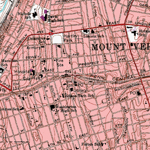 Topographic Map of First Avenue Bridge, NY