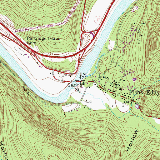 Topographic Map of Fish Eddy - Sullivan Road Bridge, NY