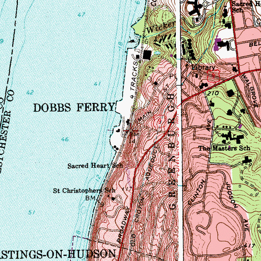 Topographic Map of High Street Bridge, NY
