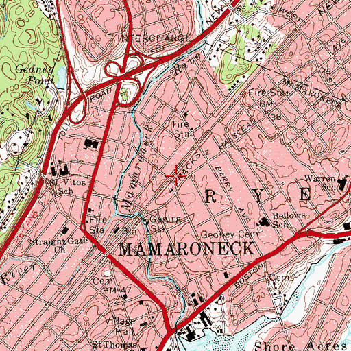 Topographic Map of Hillside Avenue Bridge, NY