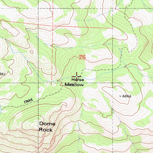 Topographic Map of Horse Meadow, CA