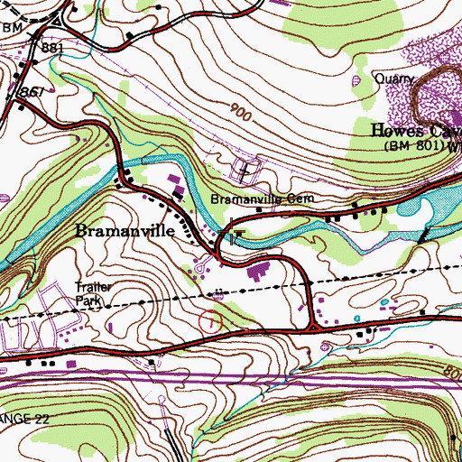 Topographic Map of Howes Cave Road Bridge, NY