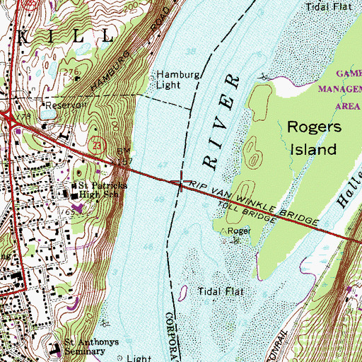 Topographic Map of Hudson River Bridge, NY