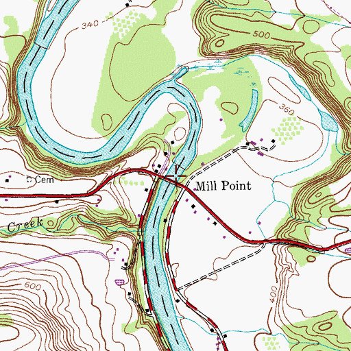 Topographic Map of Irish Creek Bridge, NY