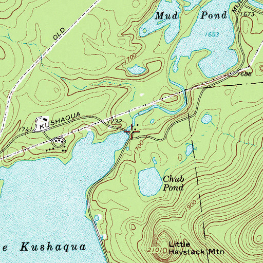 Topographic Map of Lake Kushaqua Bridge, NY