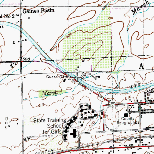 Topographic Map of Lattins Farm Drive Bridge, NY