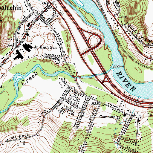 Topographic Map of Main Street Bridge, NY