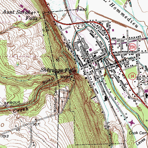 Topographic Map of Mill Street Bridge, NY