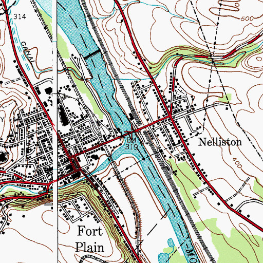 Topographic Map of Mohawk River Barge Canal Bridge, NY