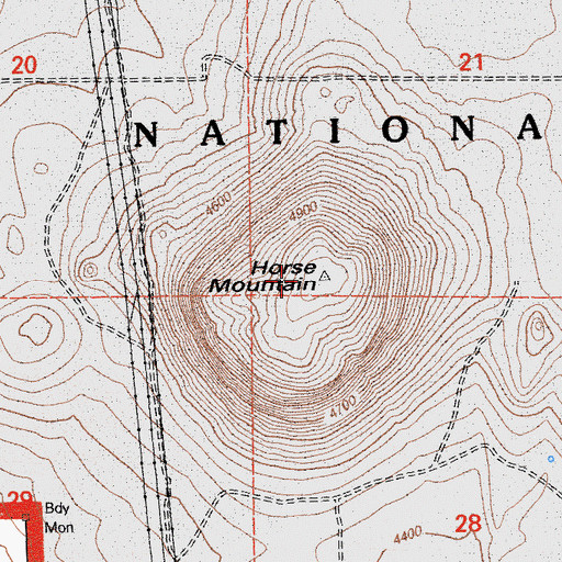 Topographic Map of Horse Mountain, CA