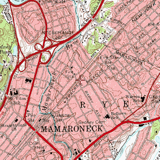 Topographic Map of North Barry Avenue Bridge, NY