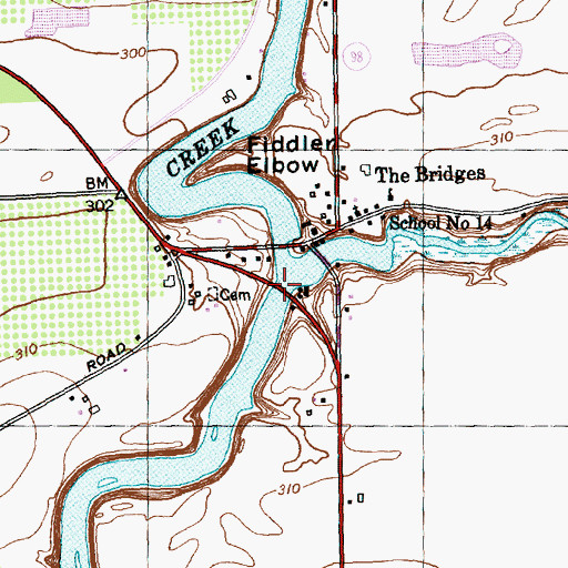 Topographic Map of Oak Orchard Creek Bridge, NY