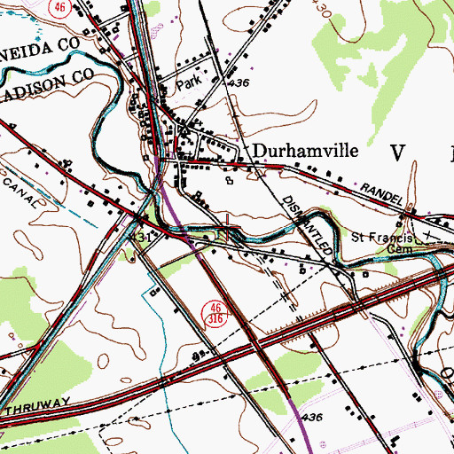 Topographic Map of Oneida Creek Bridge, NY