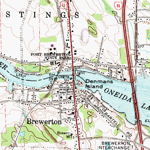 Topographic Map of Oneida River Bridge, NY