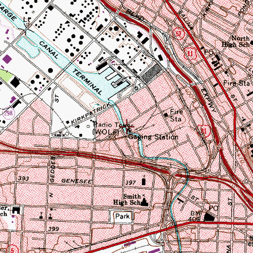 Topographic Map of Onondaga Creek Bridge, NY