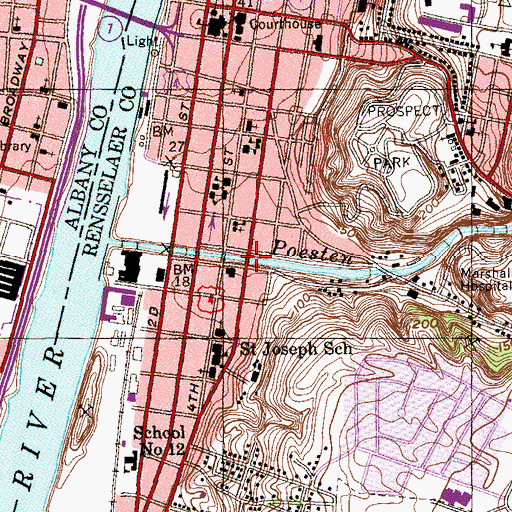 Topographic Map of Poesten Kill Bridge, NY