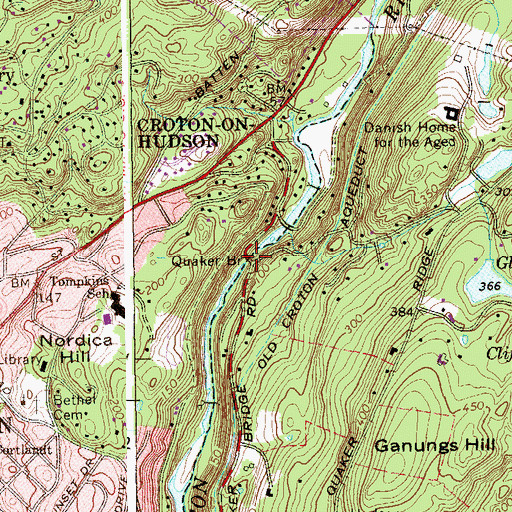 Topographic Map of Quaker Bridge Road Bridge, NY