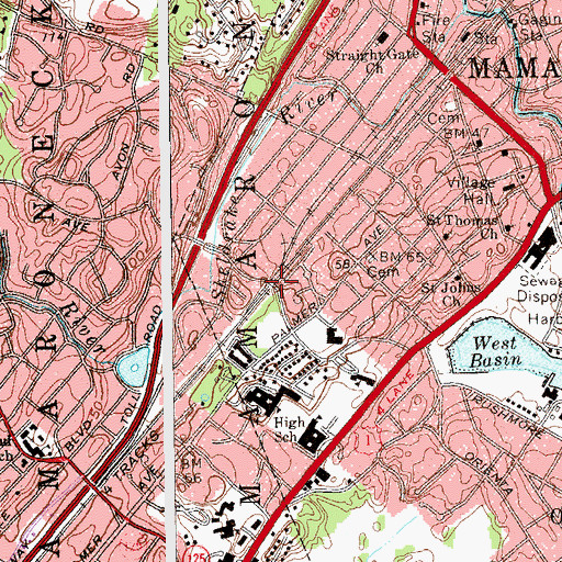 Topographic Map of Rockland Avenue Bridge, NY