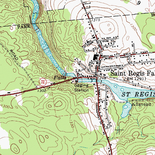 Topographic Map of Saint Regis River Bridge, NY
