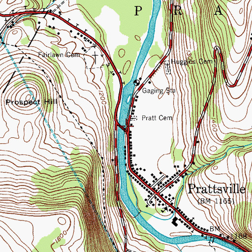 Topographic Map of Schoharie Creek Bridge, NY