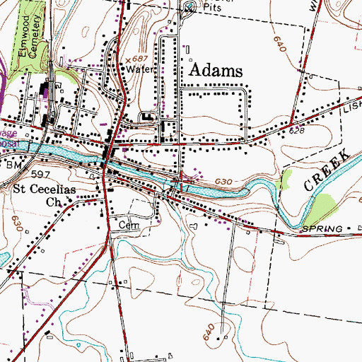 Topographic Map of South Park Street Bridge, NY