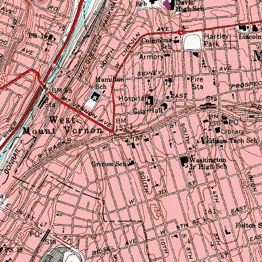 Topographic Map of South Tenth Avenue Bridge, NY