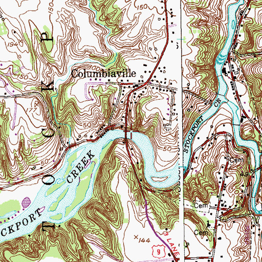 Topographic Map of Stockport Creek Bridge, NY