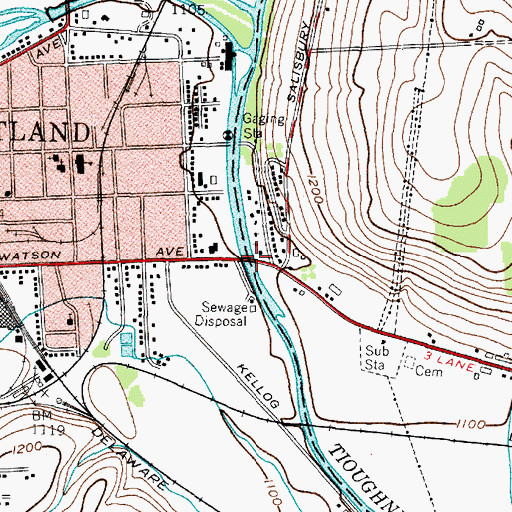 Topographic Map of Tioughnioga River Bridge, NY