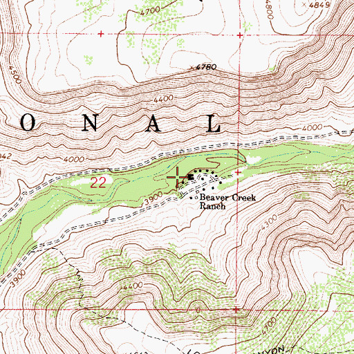 Topographic Map of Beaver Creek Ranch, AZ