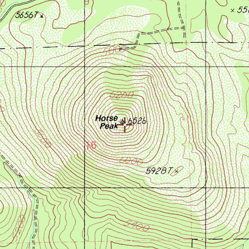 Topographic Map of Horse Peak, CA