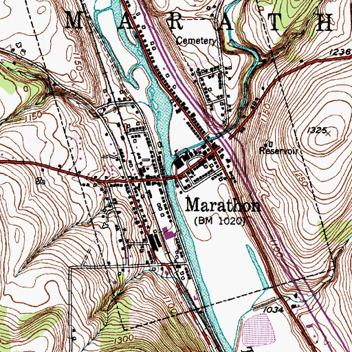 Topographic Map of Tioughnioga River Bridge, NY