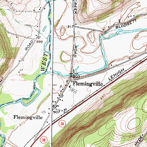 Topographic Map of West Creek Road Bridge, NY