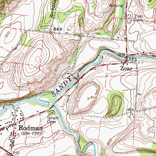 Topographic Map of Worden Road Bridge, NY