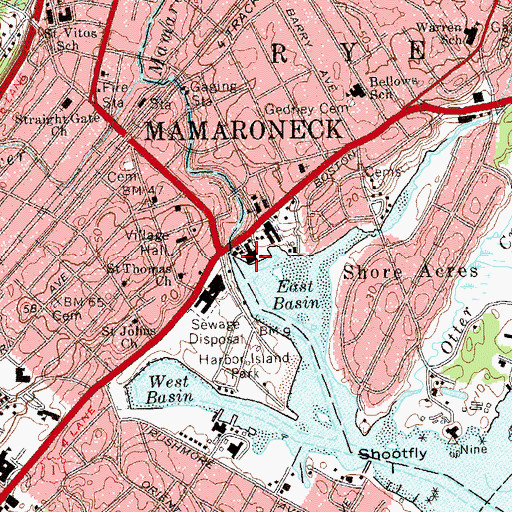 Topographic Map of Brewer Post Road Boat Yard, NY