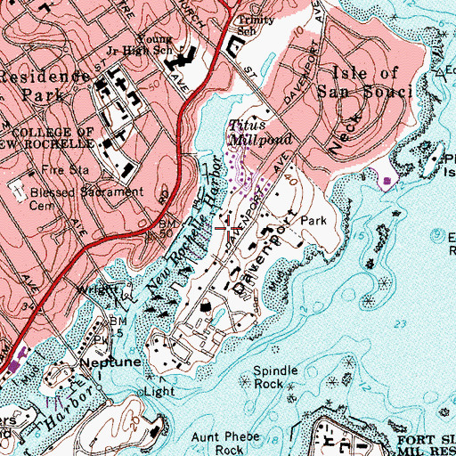 Topographic Map of Castaways Yacht Club, NY