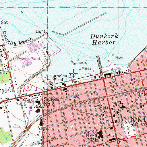 Topographic Map of Dunkirk Yacht Club, NY