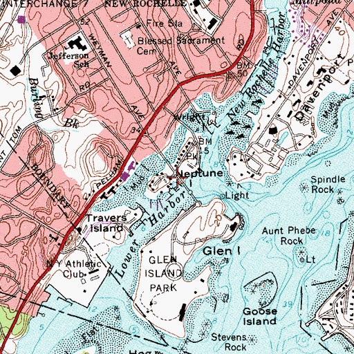 Topographic Map of Huguenot Yacht Club, NY