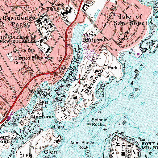 Topographic Map of Neptune Boat Club, NY