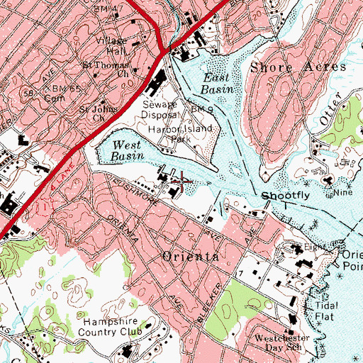 Topographic Map of Nichols Yacht Yard, NY