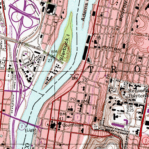 Topographic Map of Troy Yacht Club, NY