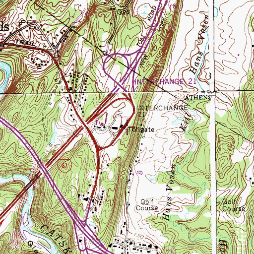 Topographic Map of Catskill Toll Plaza, NY