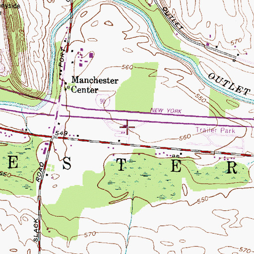 Topographic Map of Clifton Springs Rest Area, NY