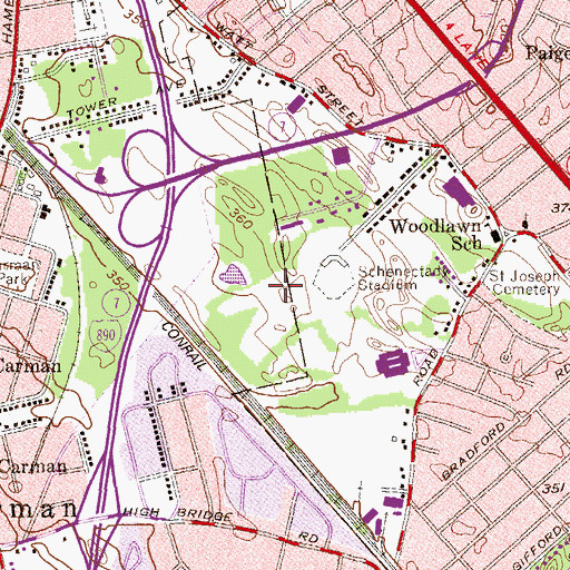 Topographic Map of Stadium Golf Club, NY