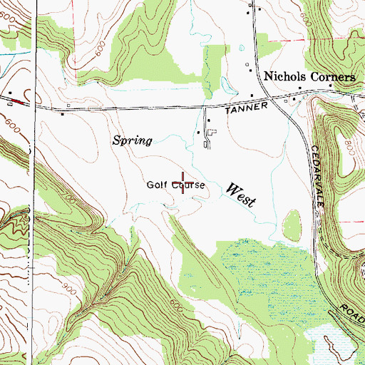 Topographic Map of Tanner Valley Golf Course, NY